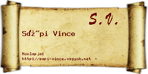 Sápi Vince névjegykártya