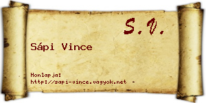 Sápi Vince névjegykártya